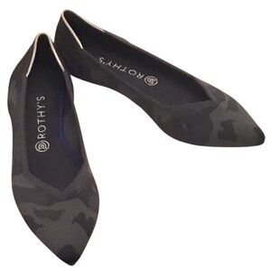 Rothy’s The Point Ballet Flats 10.5 Gray/Black Camo Slip-ons Retired Pattern